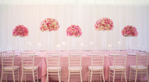pink and white event decorations