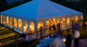 Night time event under a tent