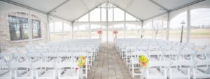 Tent set up for outdoor wedding
