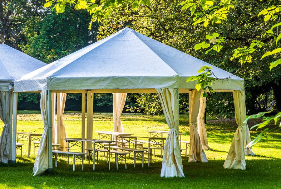 modern event tent at a park
